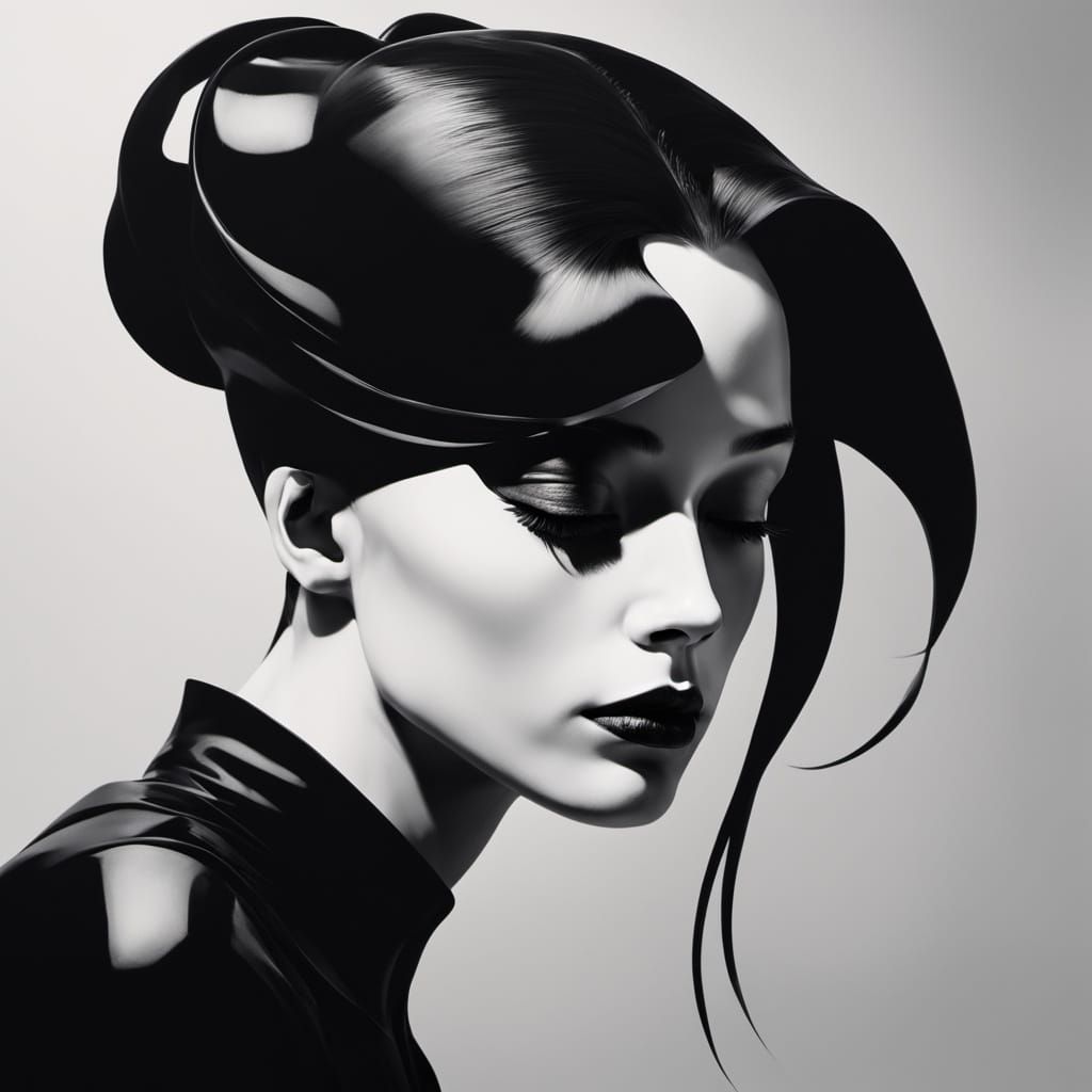 Surreal Face Portrait With Stark Black and White Contrast