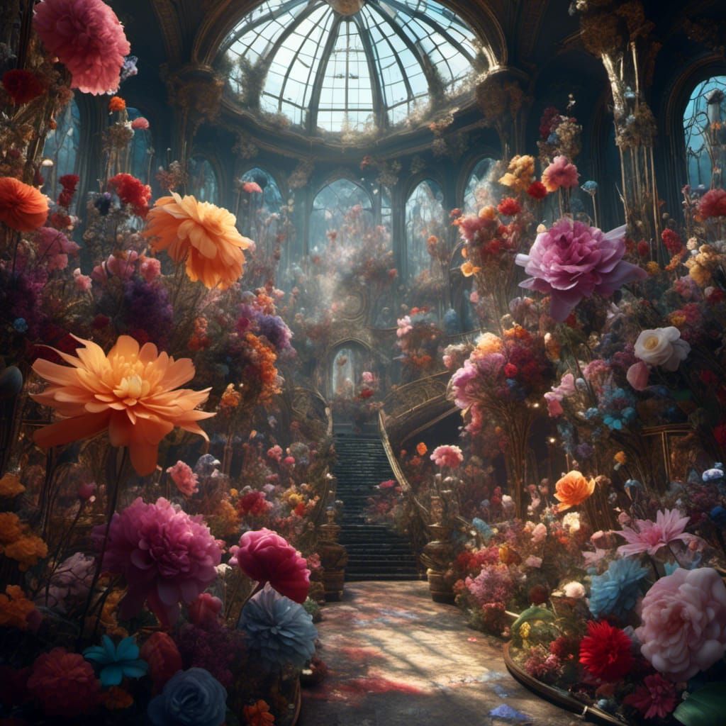 Glass Flowers in Hyperreal Digital Painting