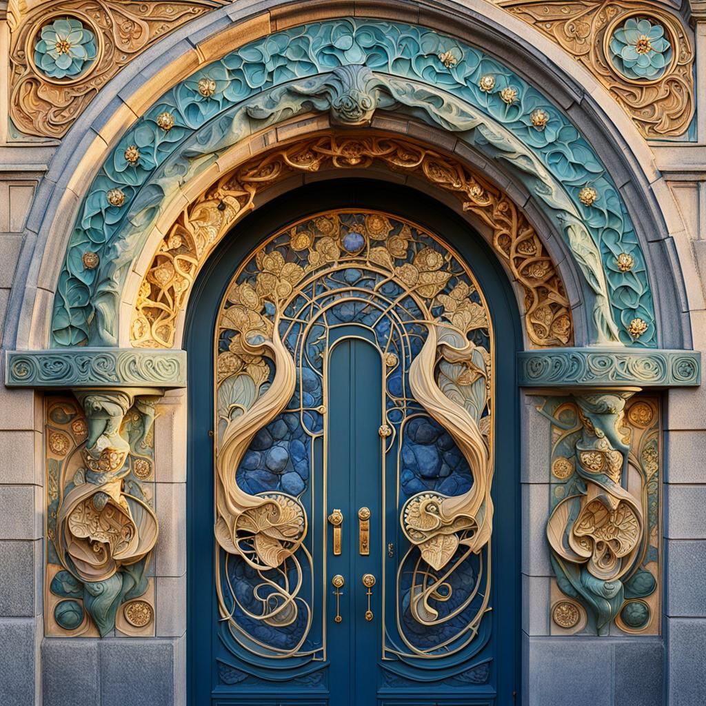 Art Nouveau Door in Lund, Sweden: Mucha Style