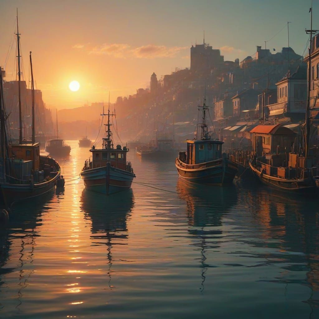 Golden Hour at the Illuminated Fish Market