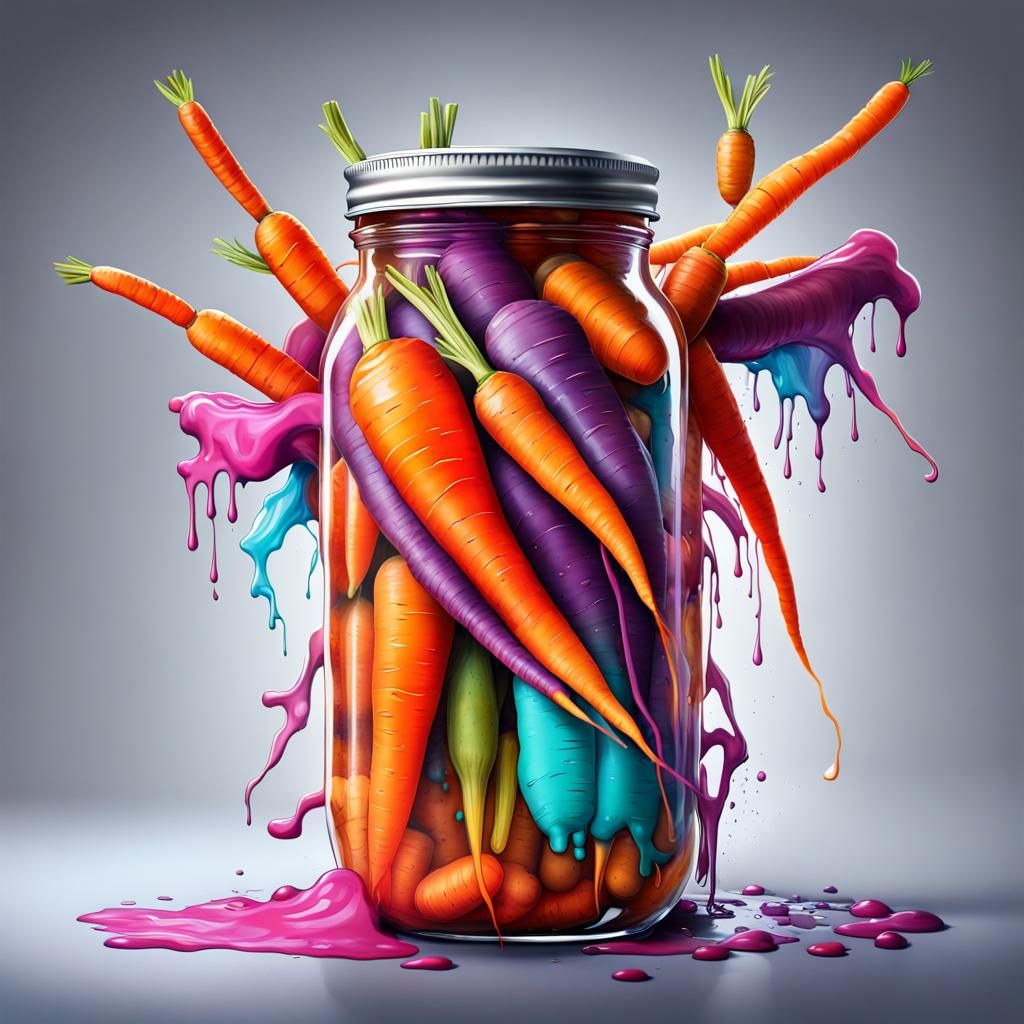 Lacto-Fermented Carrots: Vibrant Graffiti Art Illustration