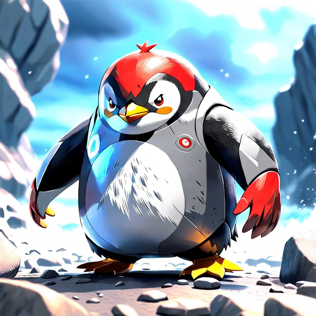 Rock-Type Penguin Pokemon in Dynamic Action