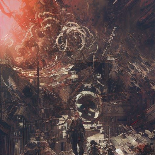 Epic Cinematic War Scene in Vibrant Psychedelic Art Style