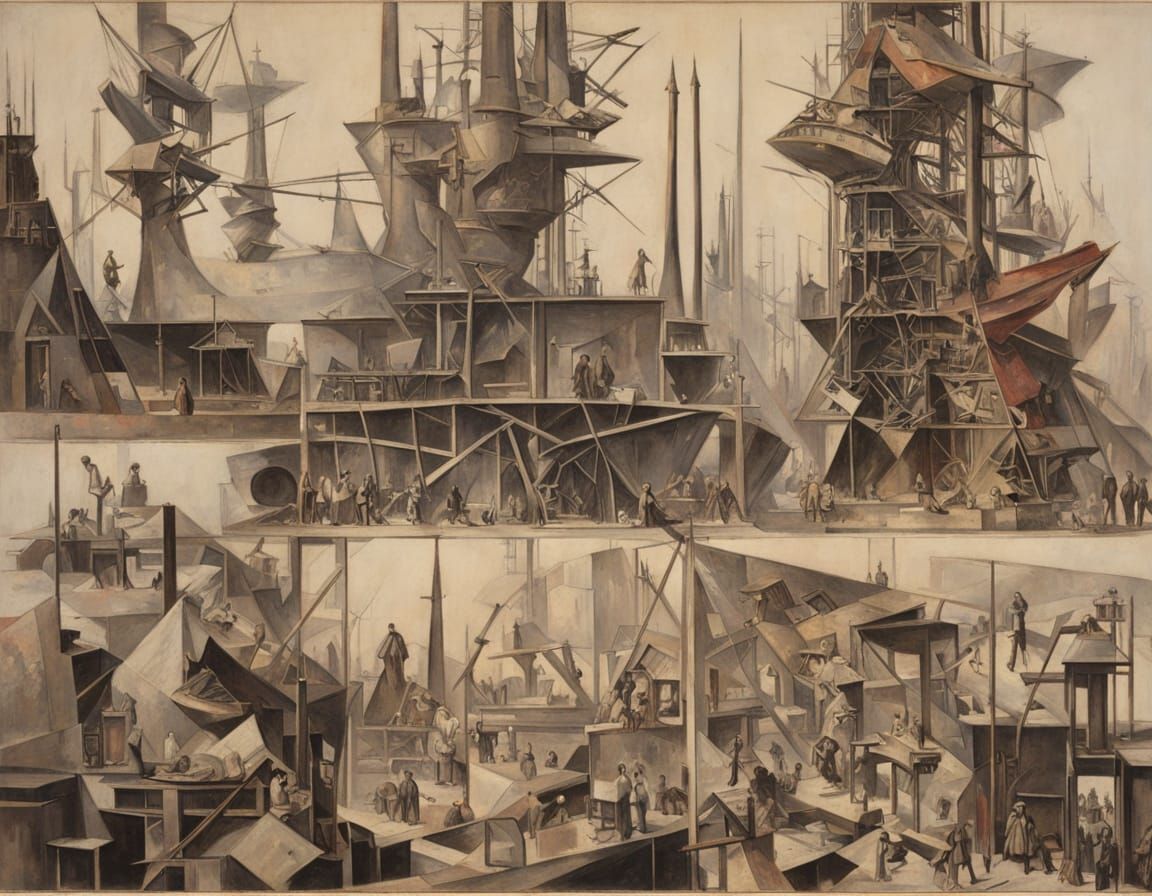 Bosch-Inspired Demonic Putti in Brutalist Forest