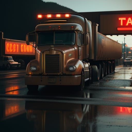 His tail-lights flickered as he pulled up to the truck stop
...