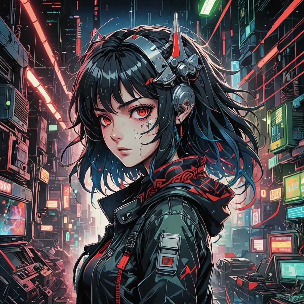Cyberpunk Anime Album Cover in 8K Resolution