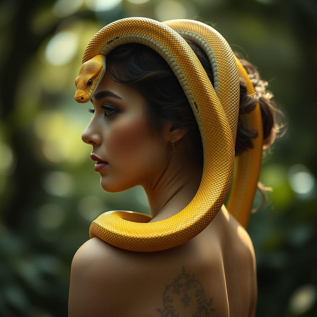 Woman Dancing with Snake: Professional Photography