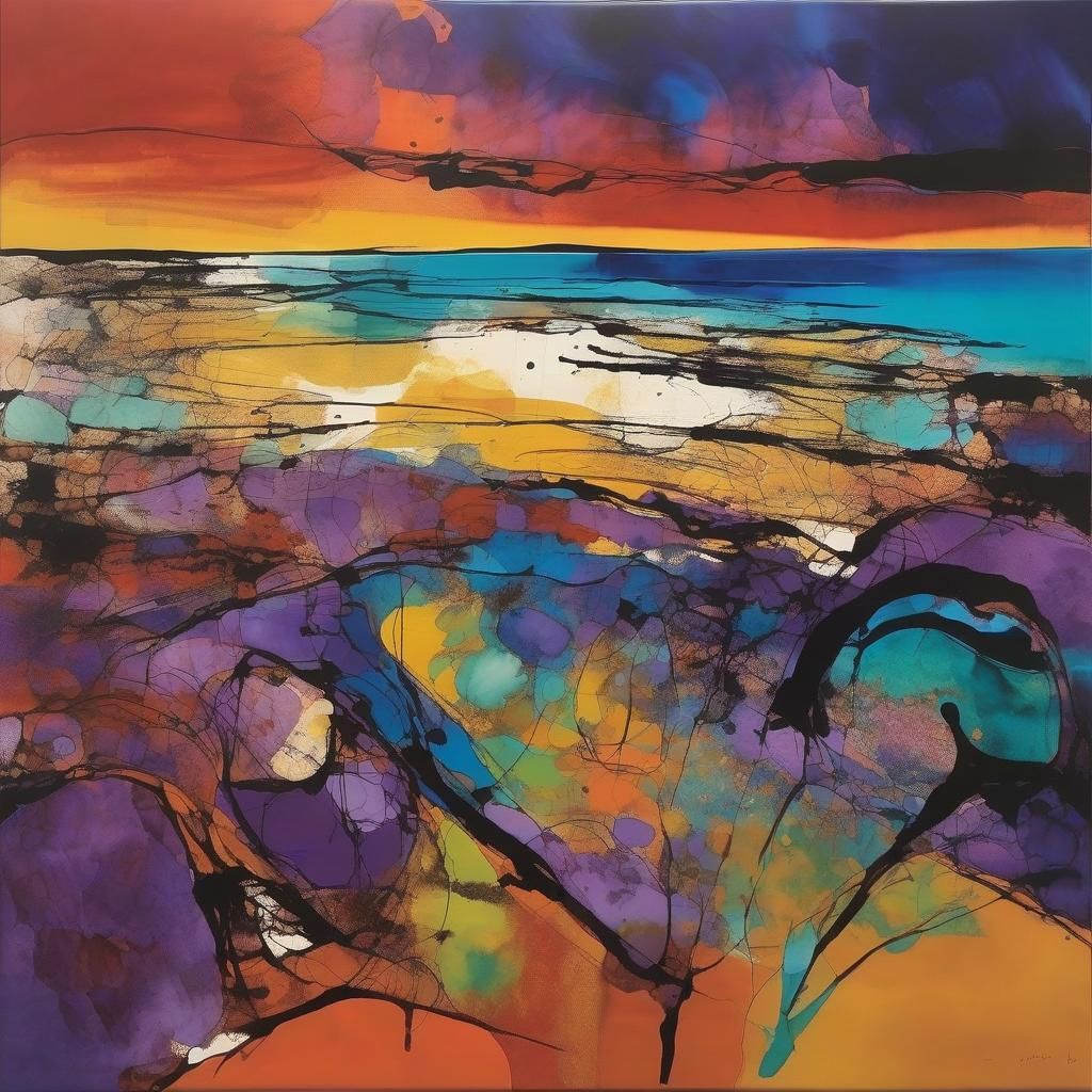 Abstract Ningaloo Coast in Alcohol Ink