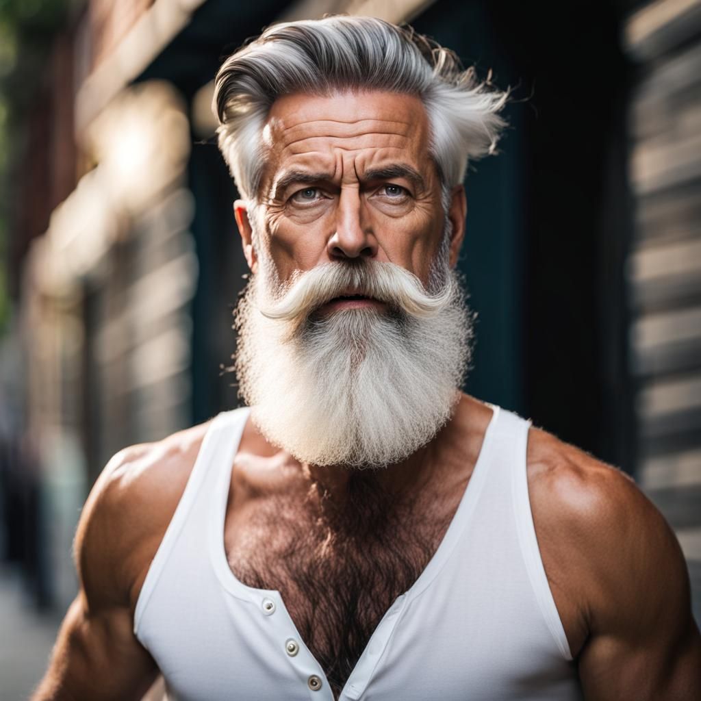 mature man with hairy chest