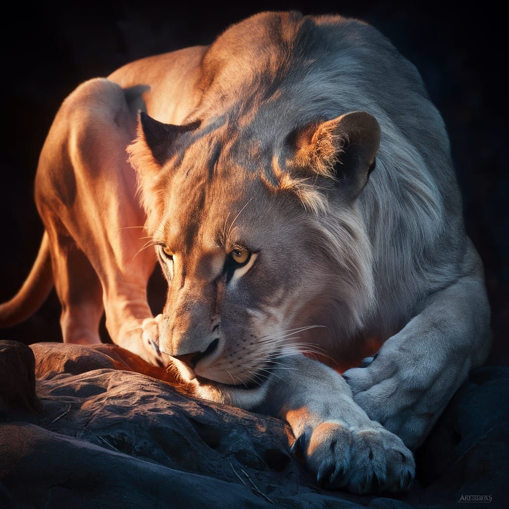 Detailed Lion Photograph in Cinematic Light