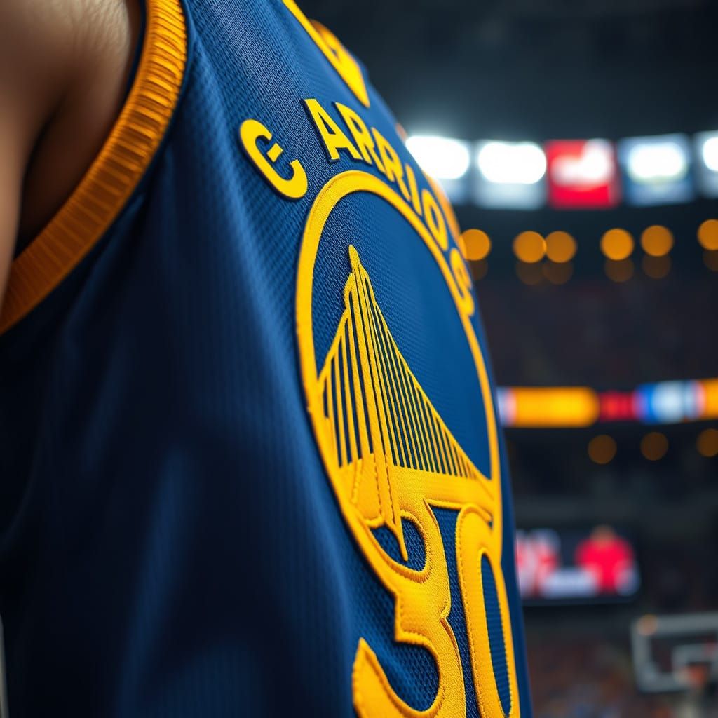 Vibrant Close-up of Golden State Warriors Jersey in Dynamic ...