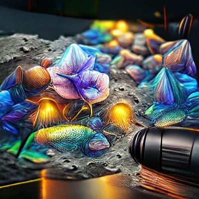 Glowing Night Flowers and Fireflies in Astral Style