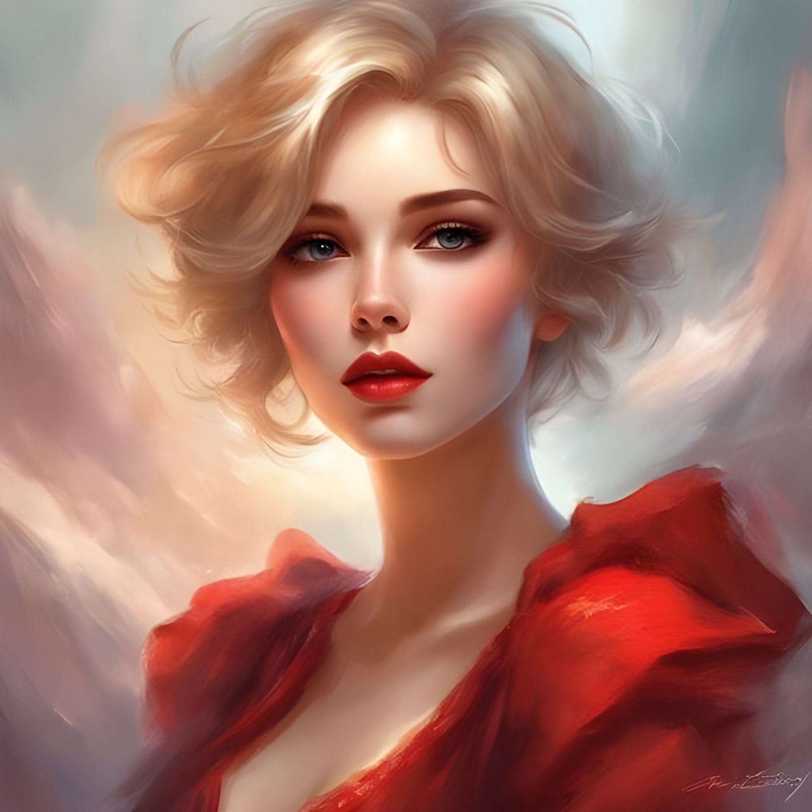 Cute French Woman in Lingerie in Royo Style