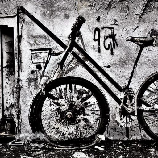 Goth Street Art Mural in Black and White Film Grain