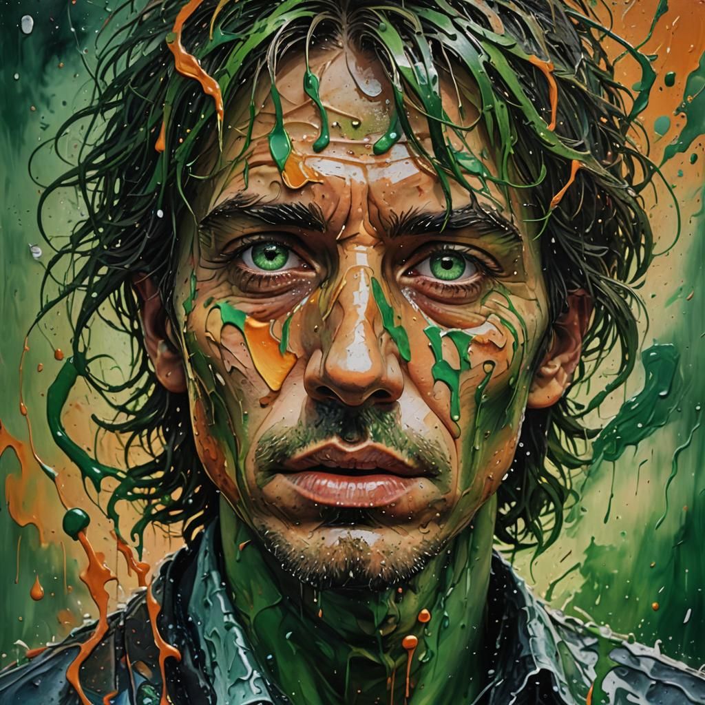 Solitary Green Eye in Hyperrealistic Splash Art