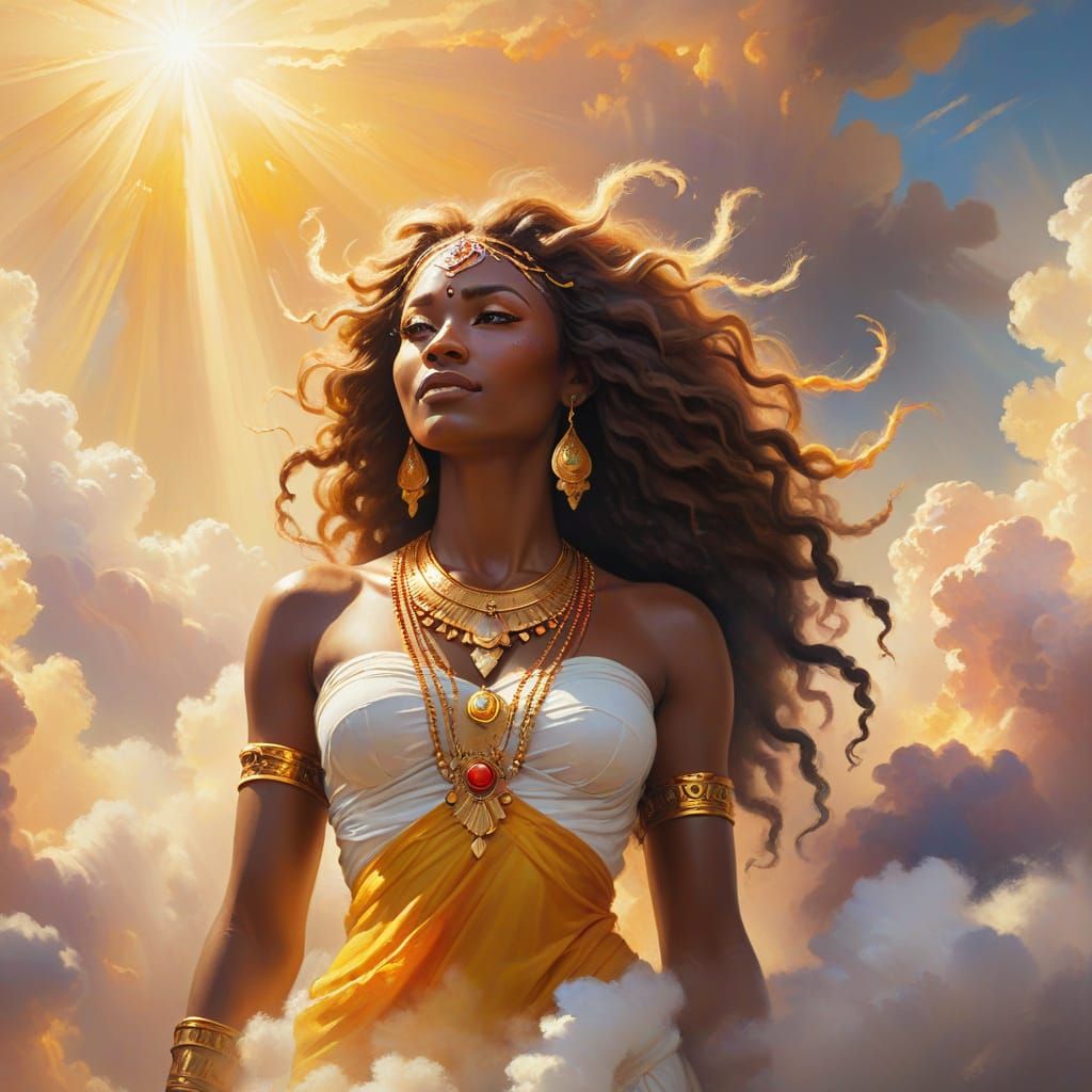 Majestic African Goddess Oya in Divine Oil Painting