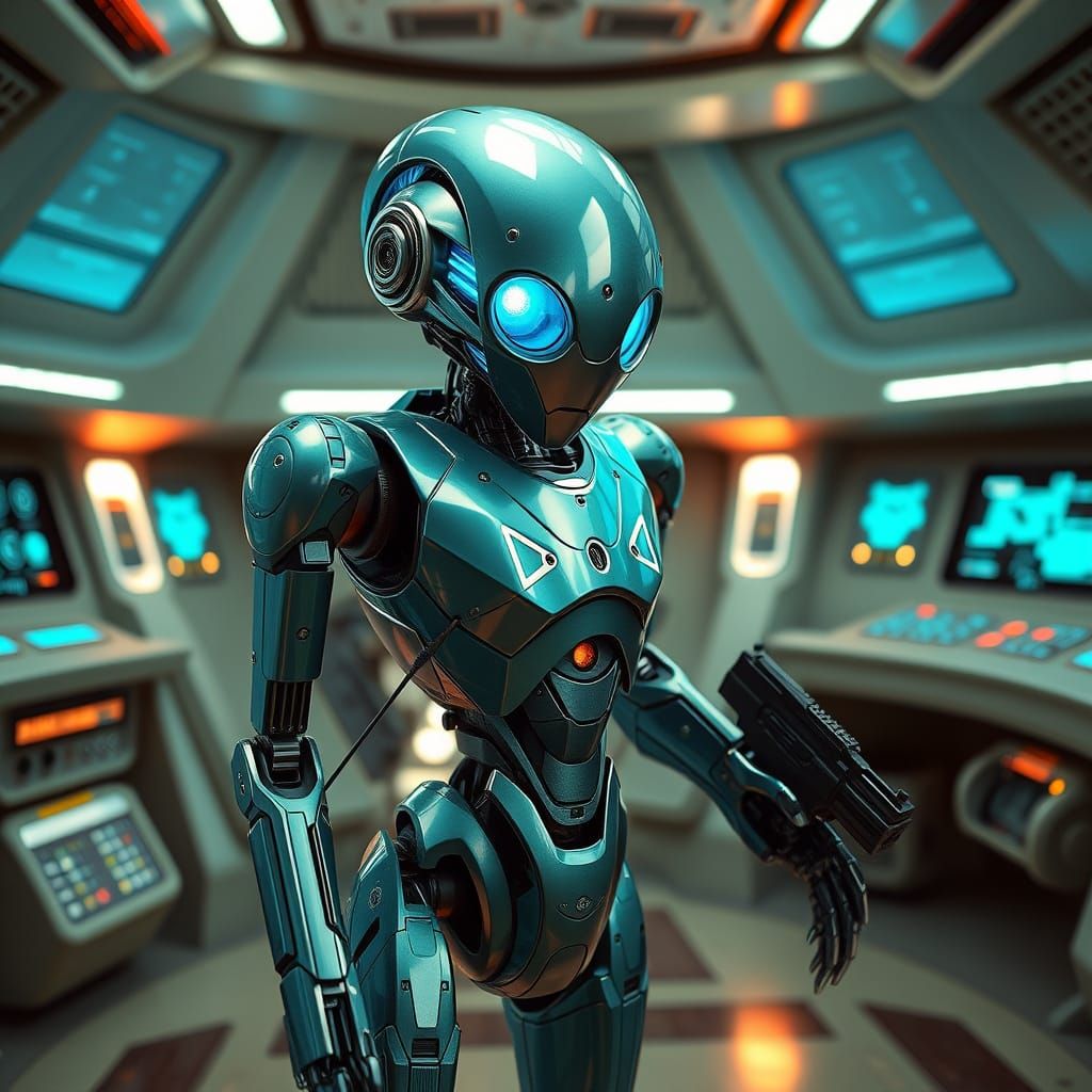 Refined HK-Series Droid in Cyberpunk Aesthetic