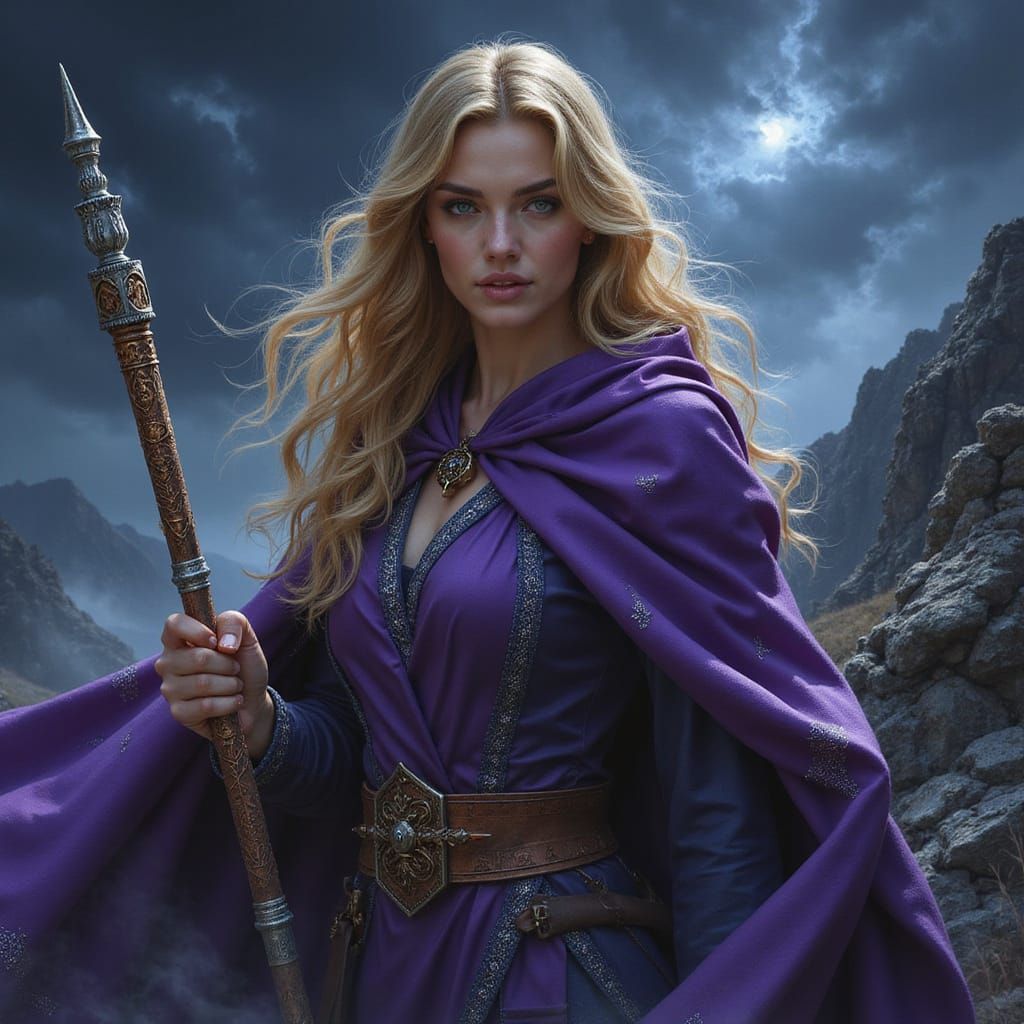 Ethereal Warlock in Majestic Purple Cloak, Inspired by Fanta...