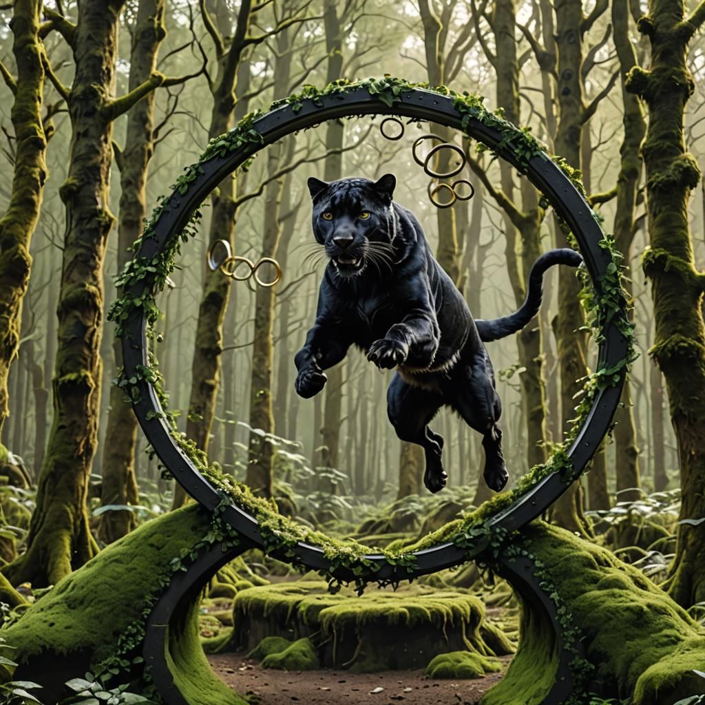 Black Panther Jumps Through Olympic Rings