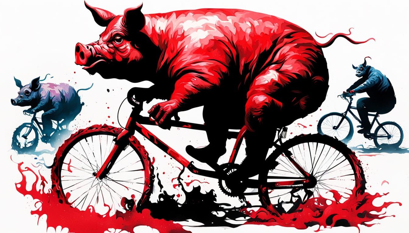 Satan on a Dirty Bike in Graffiti Style