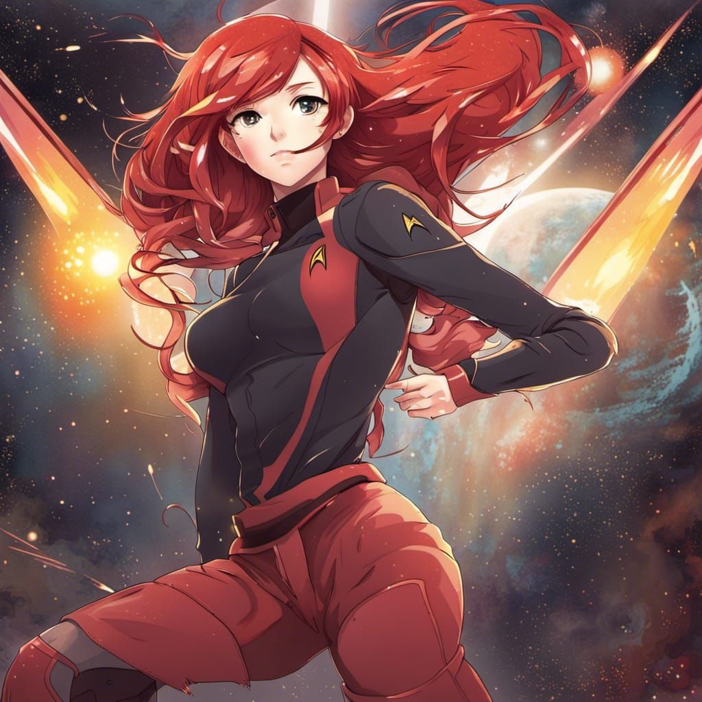 Anime Style Red-Haired Girl in Star Trek