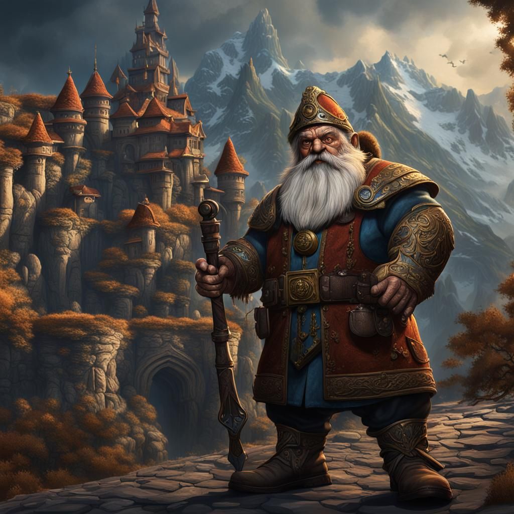 Dwarf Diplomat in Detailed Matte Painting