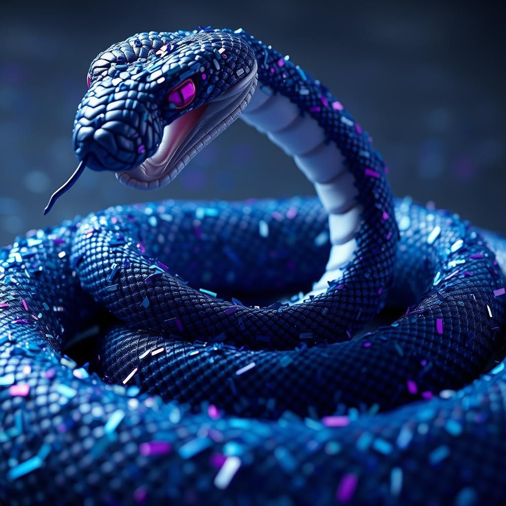 Confetti Cobra in Hyperrealistic Surrealism