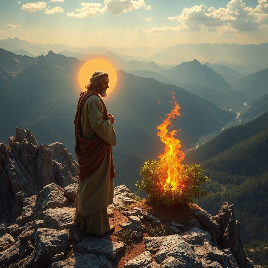 Divine Encounter on a Sacred Mountain: A Surreal Biblical Sc...