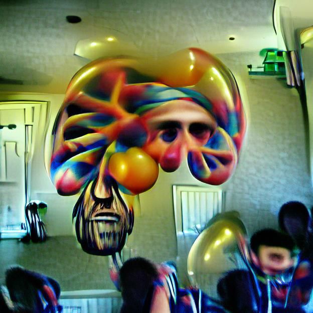 Psychedelic Balloon Head Surreal Portrait