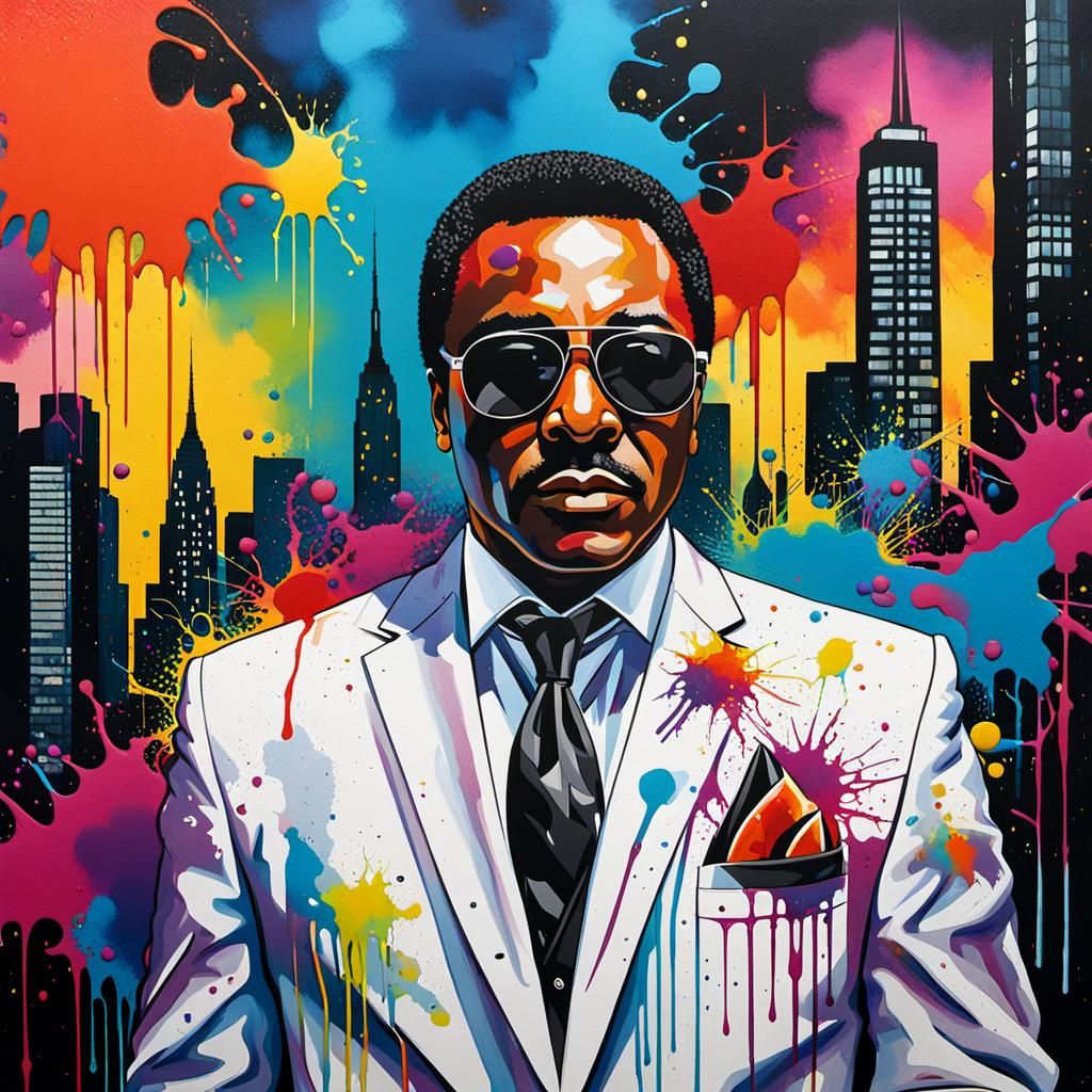 George Benson Pop Art Portrait with Acrylic Drips