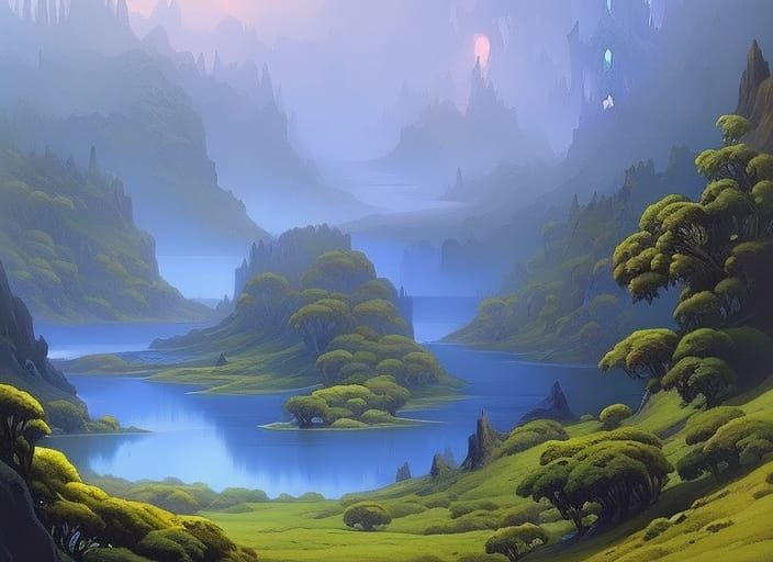 Edge of the World: Dark Fantasy Gouache Painting