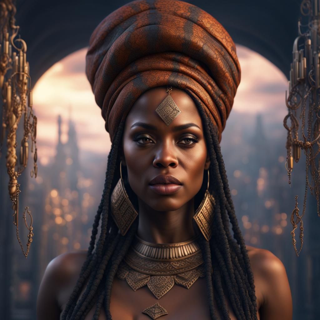 Beautiful African American Woman: Detailed Matte Painting