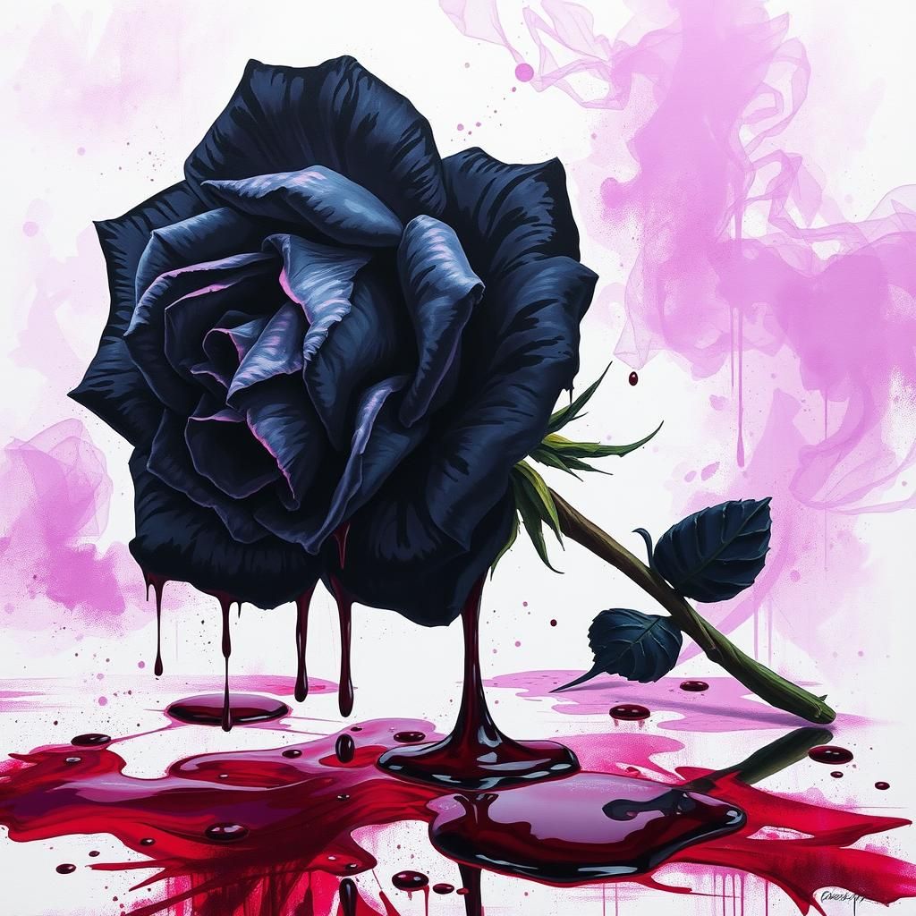 Bleeding Black Rose in Graffiti Art Style