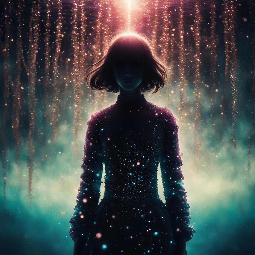 Sparkling Faceless Entity in Underwater Fantasy