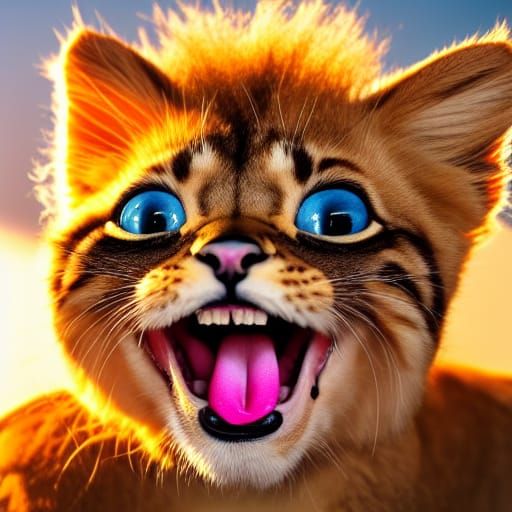 Cute Kitten in Haute Couture Hairstyle, 8K Photo