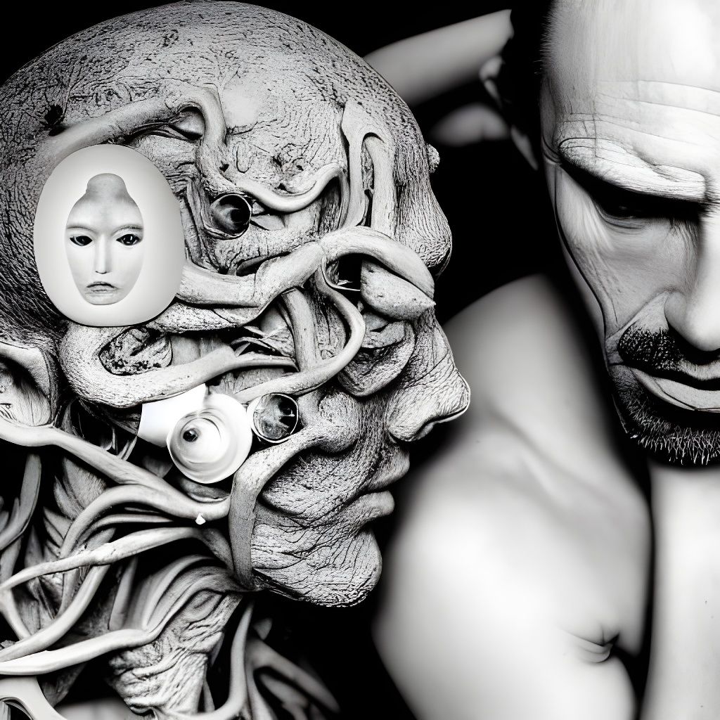 Surreal Artist and Model, Hyperrealistic Silver Nitrate Phot...