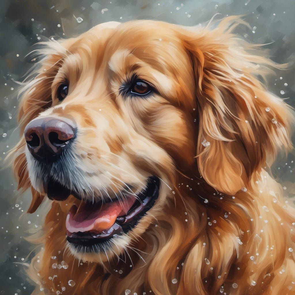 Golden Retriever Portrait in 3D Style