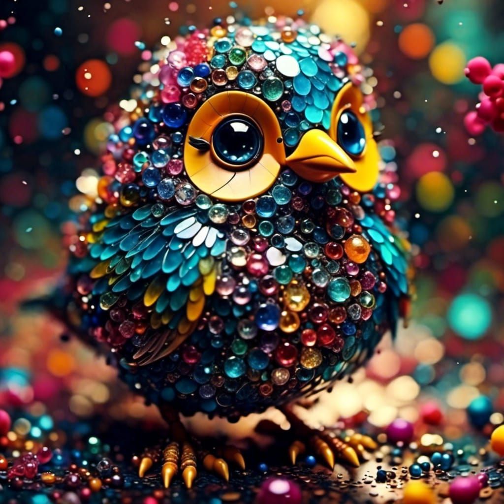 Cute Quantum Bird in Detailed Digital Art Style