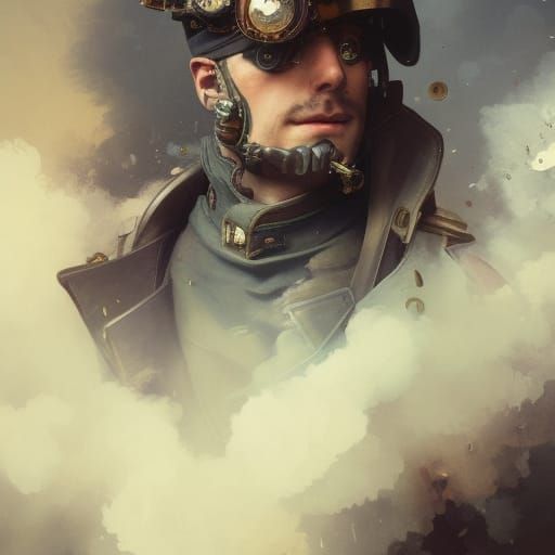 Steampunk Soldier Portrait in Detailed Digital Art Style
