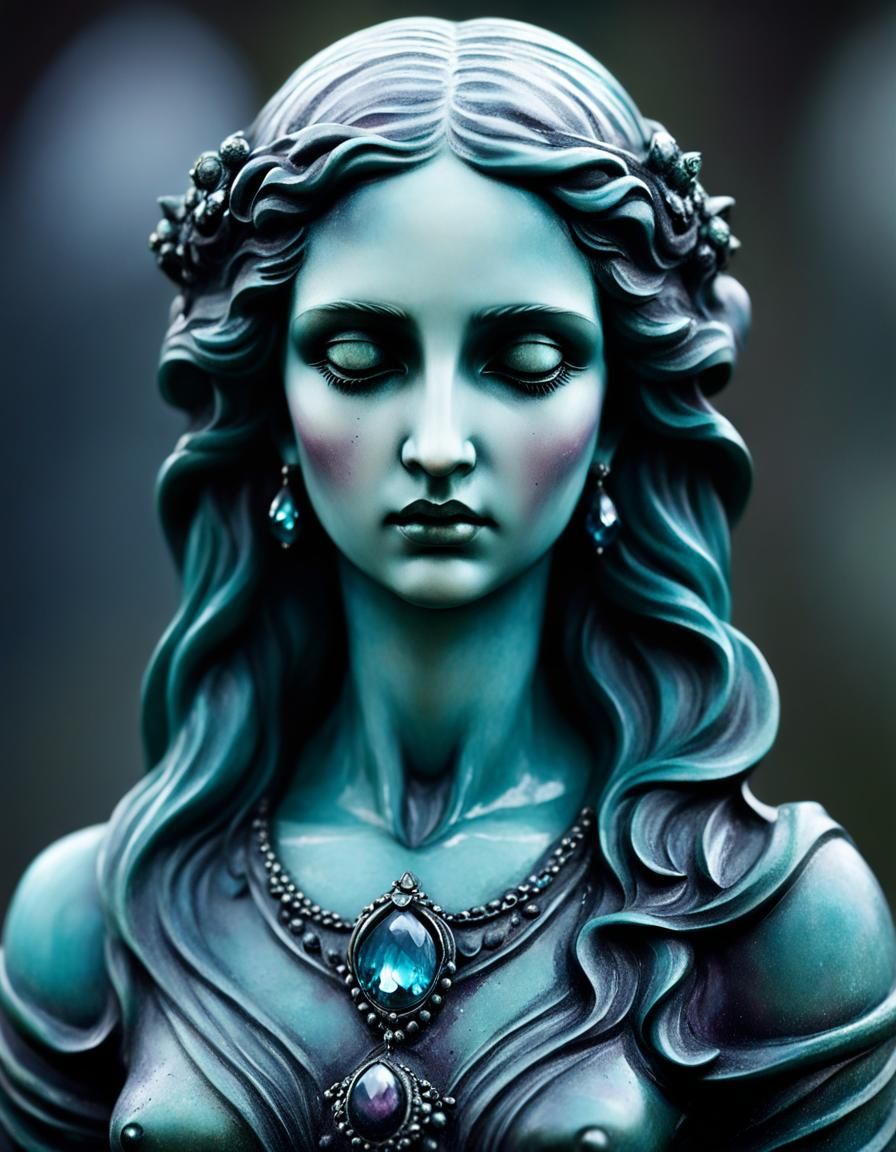 Sad Aphrodite Statue in Dark Fantasy Style