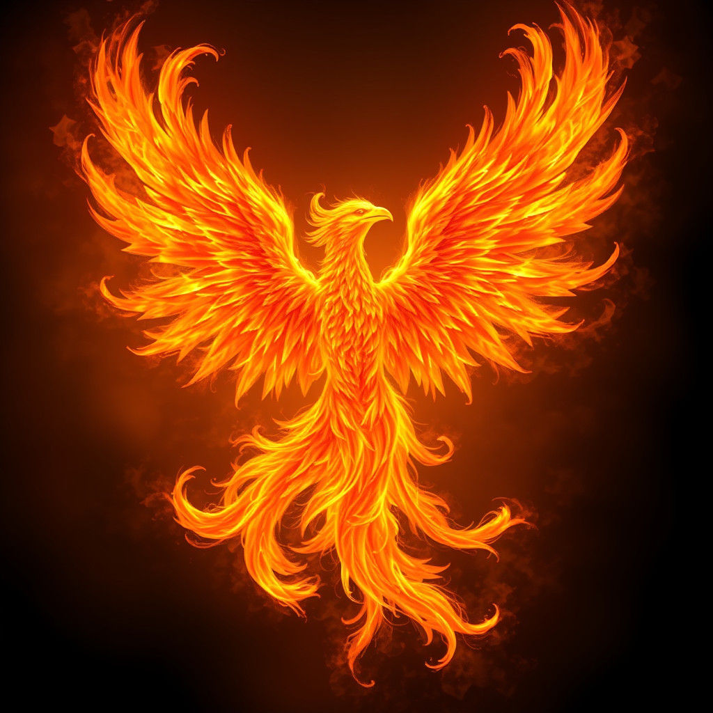 Majestic Fiery Phoenix in Futuristic Fantasy Style
