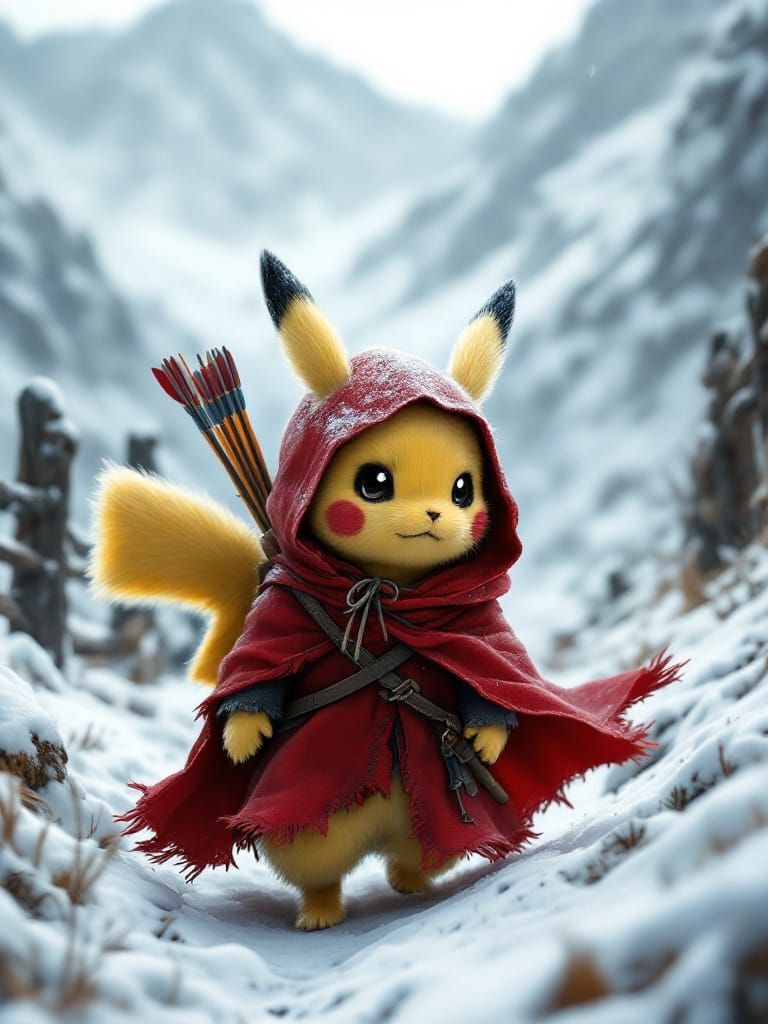 Medieval Pikachu Embarks on Winter Quest