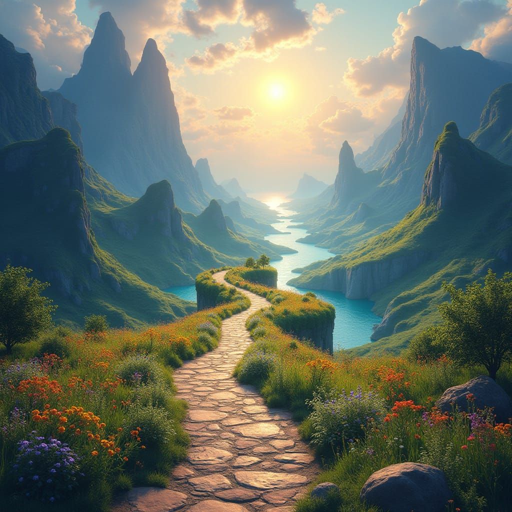Dreamlike Journey to Radiant Joyful Landscapes