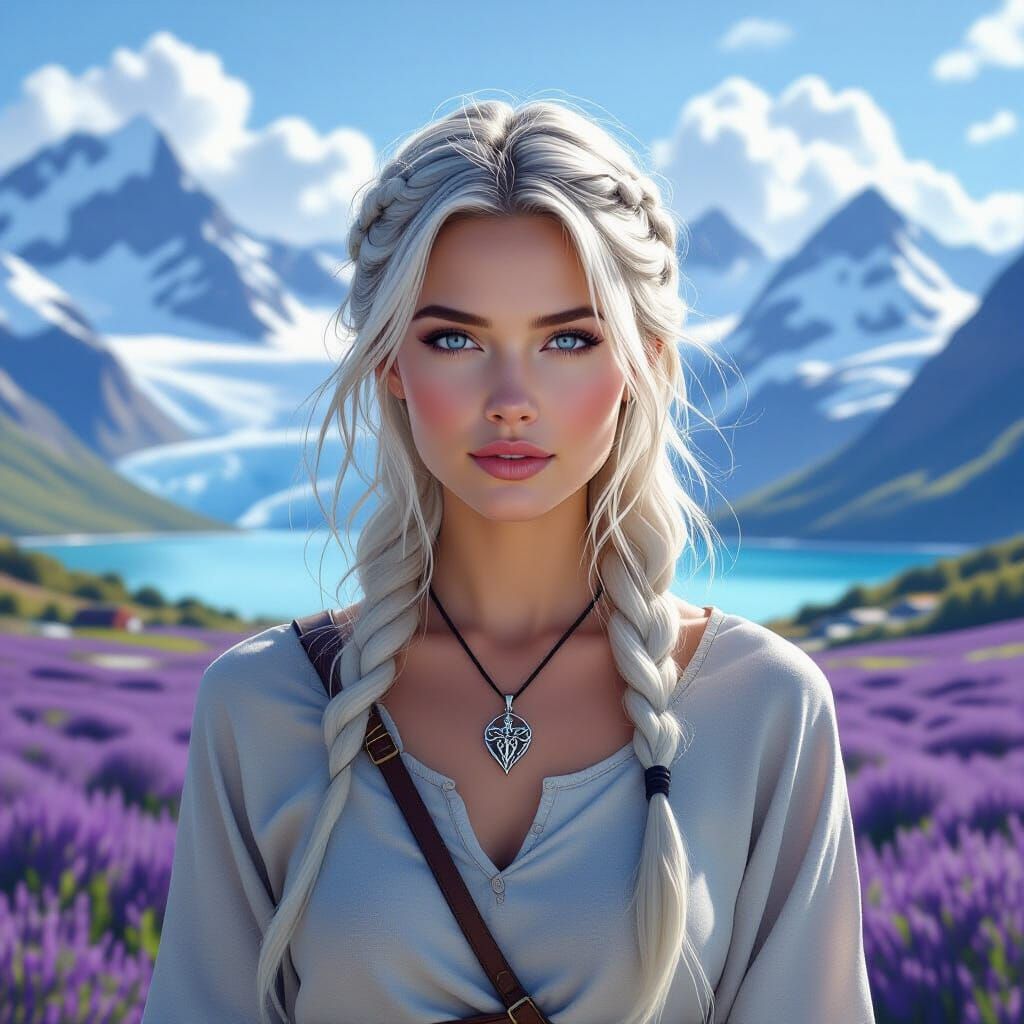 Nordic Woman in Surreal Provence Landscape