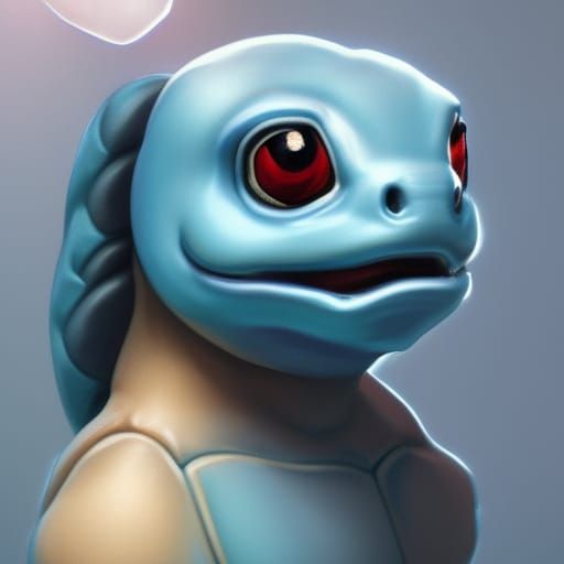 Detailed Squirtle Portrait in Art Nouveau Style