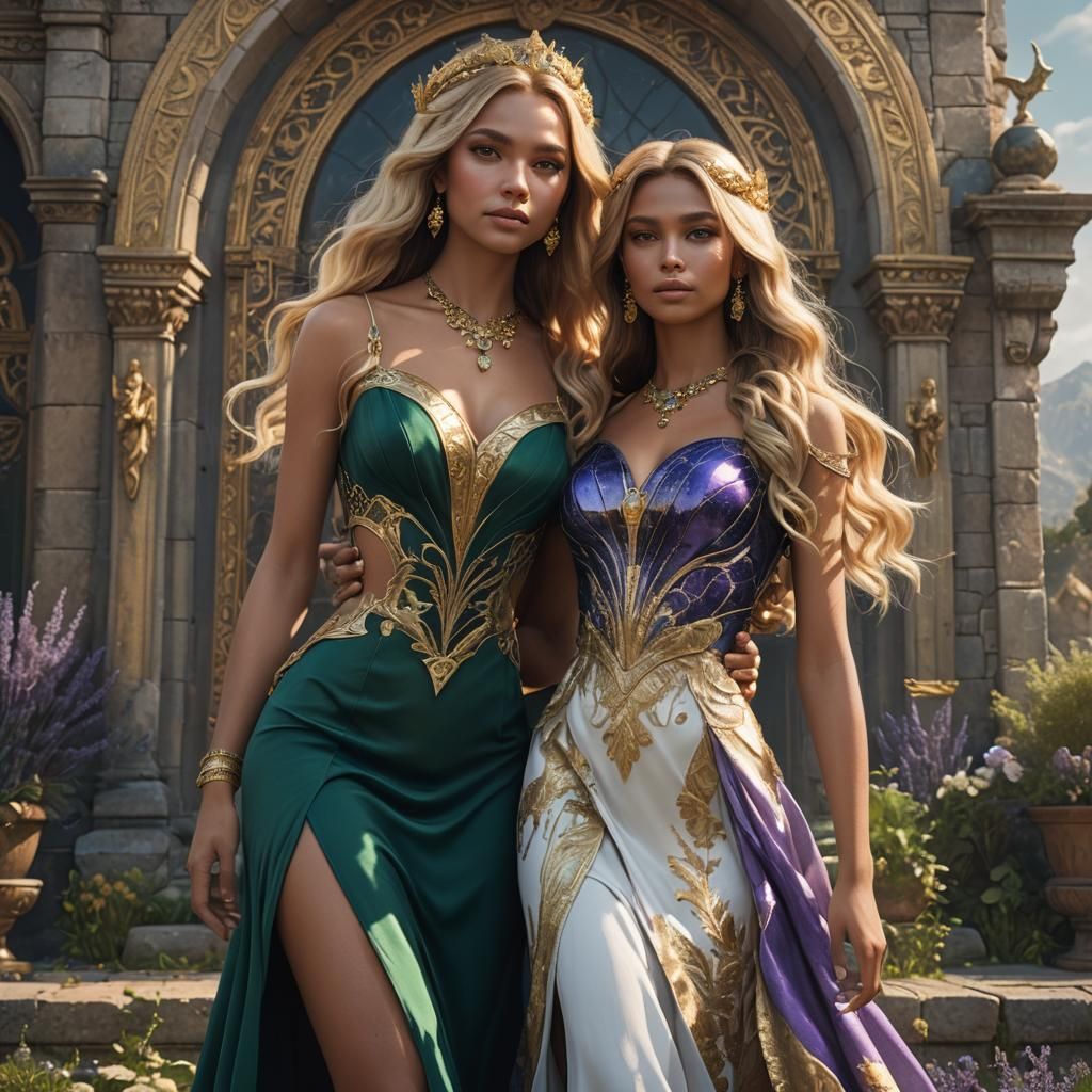 Two Goddesses in Detailed Fantasy Concept Art