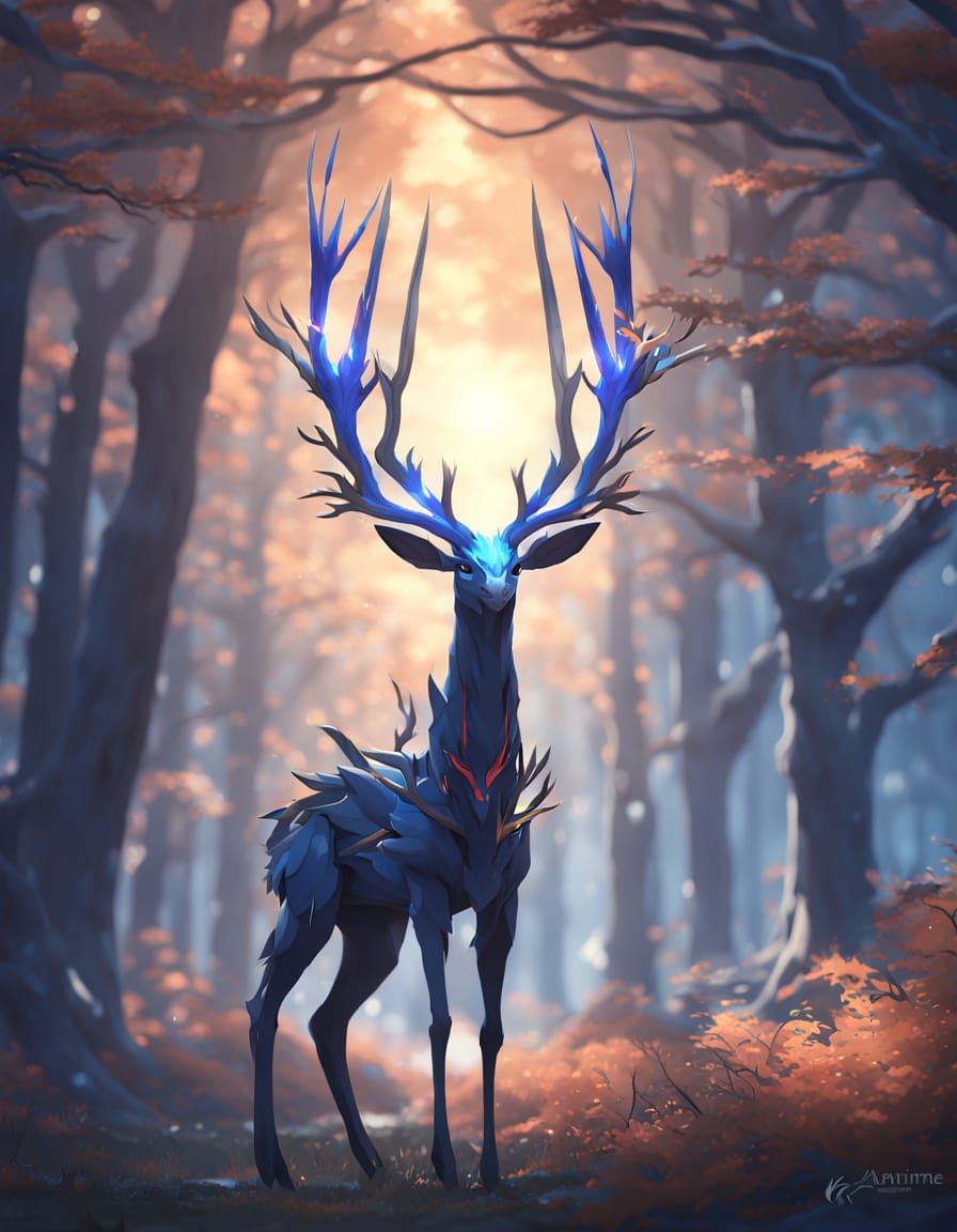 Detailed 3D Anime Art of Xerneas Pokemon