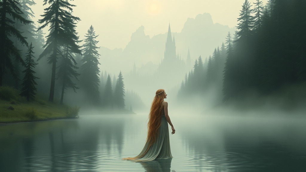 Mystical Lake Maiden in Dungeons and Dragons Style