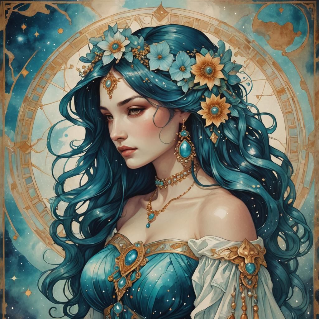 Ethereal Aquarius Woman Digital Art