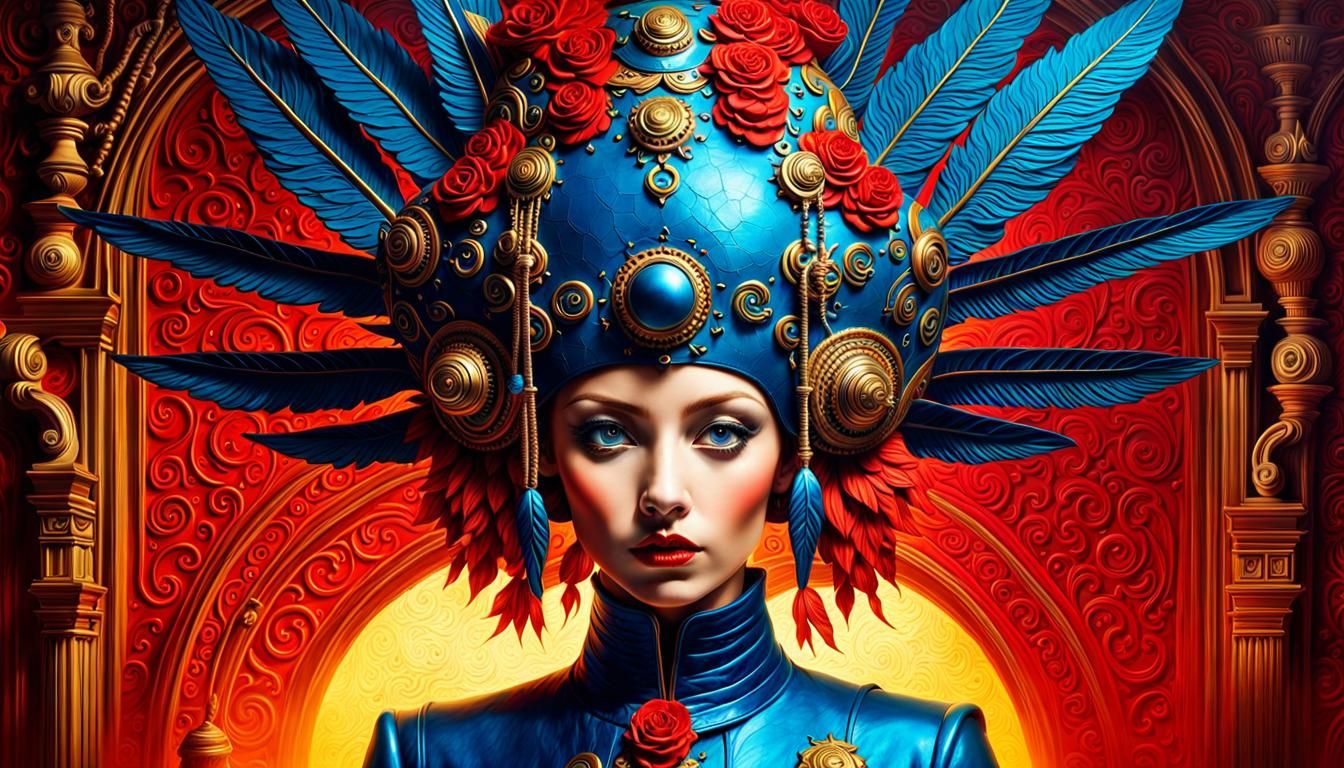 Electric Blue Light on Red: Digital Illustration